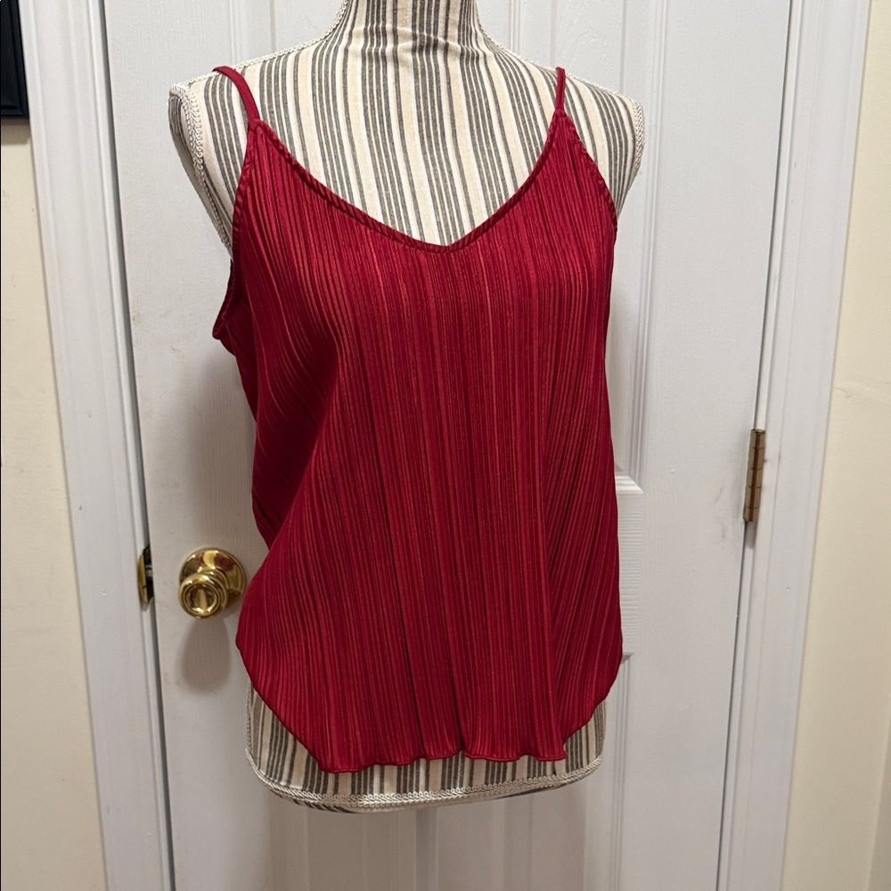 Grace & Lace Red Pleated Camisole Spaghetti Strap Tank